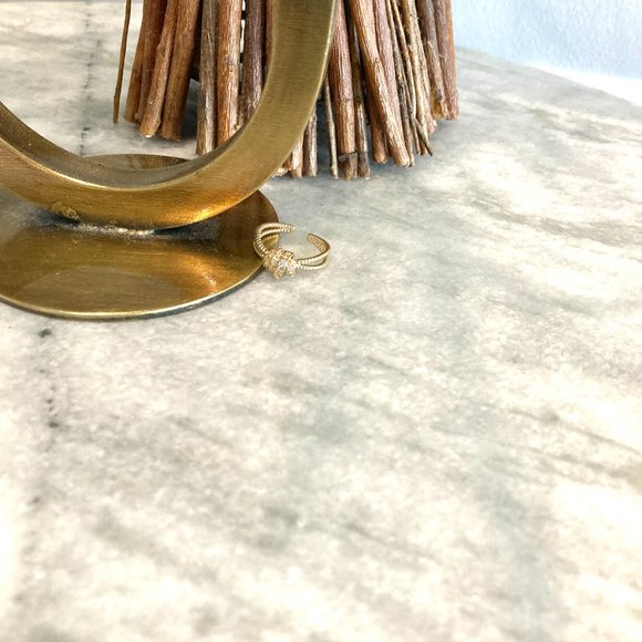 Knotted Gold Twist Zirconia Accent Adjustable Ring - Picture 8 of 10